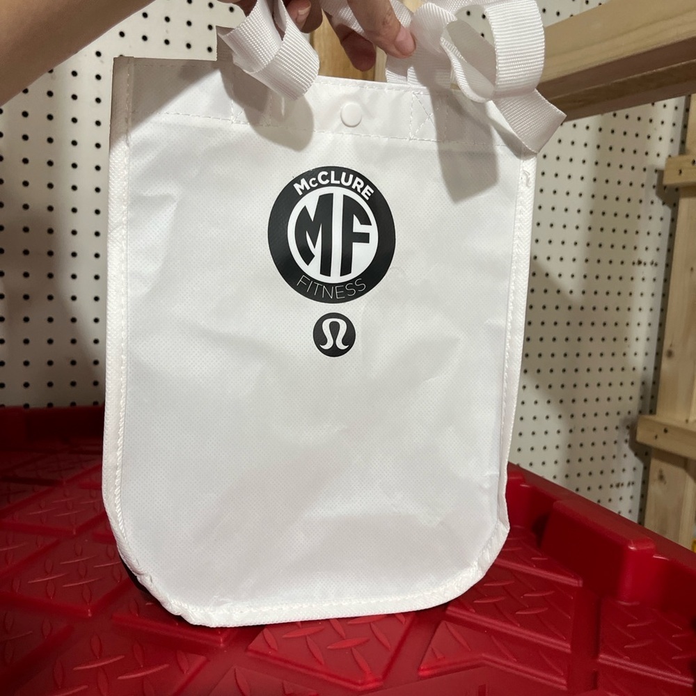 Lululemon White Black Logo Tote Bag Shopper